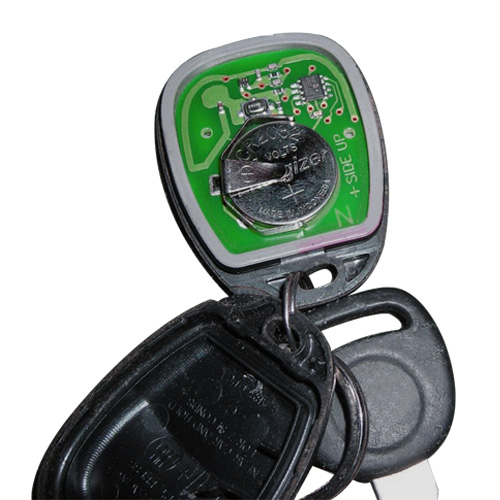 the electric car starter has a button cell battery inside